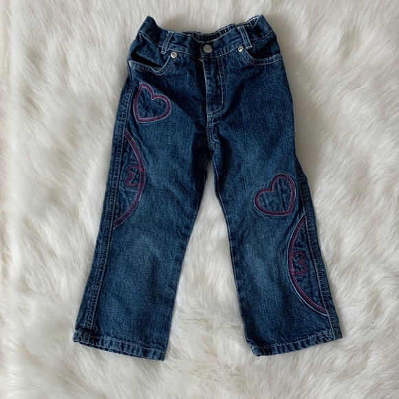 Cherokee Kids Blue Jeans with Purple Heart Details - Picture 1 of 3
